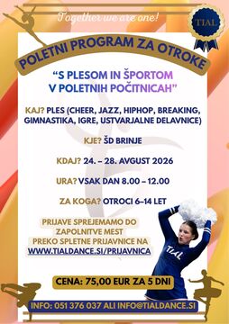 Počitniško varstvo S plesom in športom v poletnih počitnicah 2026