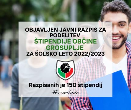 Razpis za podelitev štipendije Občine Grosuplje za šolsko leto 2022/2023