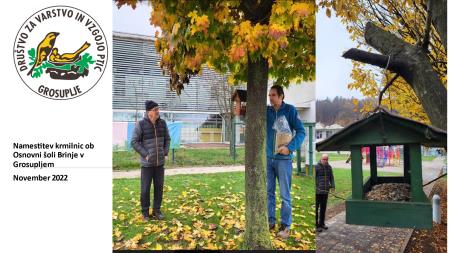 Namestitev krmilnic ob Osnovni šoli Brinje v Grosupljem