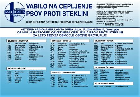 VABILO NA CEPLJENJE PSOV PROTI STEKLINI