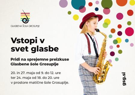Sprejemni preizkusi za vpis v Glasbeno šolo Grosuplje